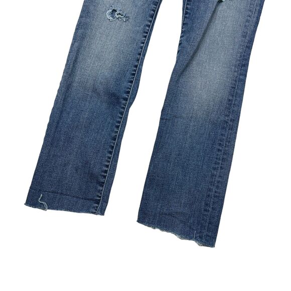 GAP Resolution Slim Straight Jeans Distressed Raw Hem Denim Stretch Womens 25R - Picture 4 of 8